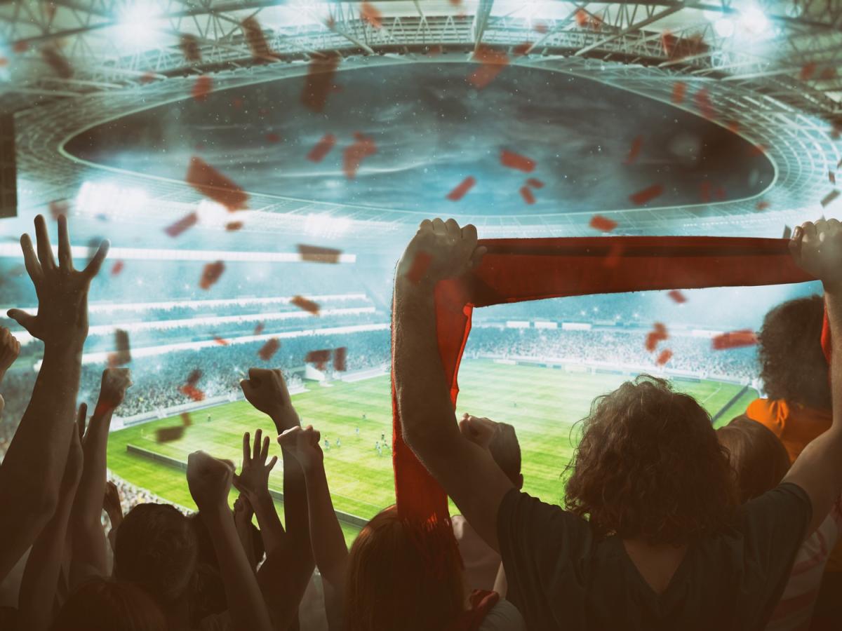 People in a stadium during a sporting event